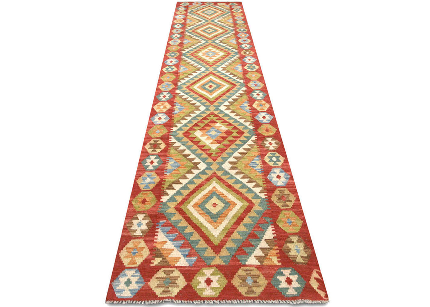 Vintage Afghan Maimana Kilim Runner - 2'6" x 11'3"