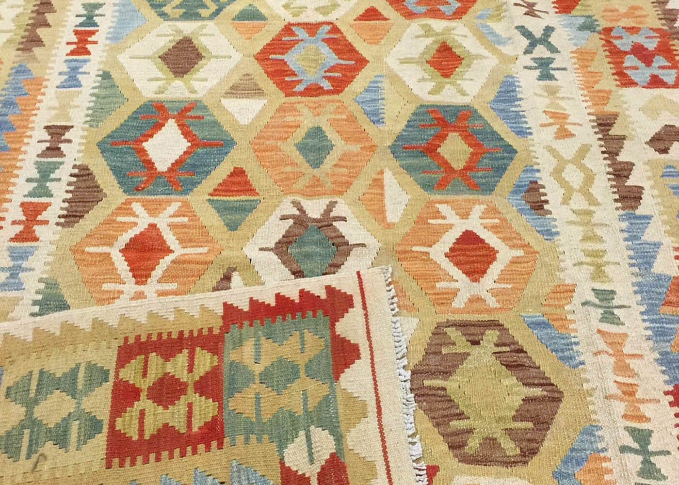 Vintage Afghan Maimana Kilim - 5'10" x 7'11"