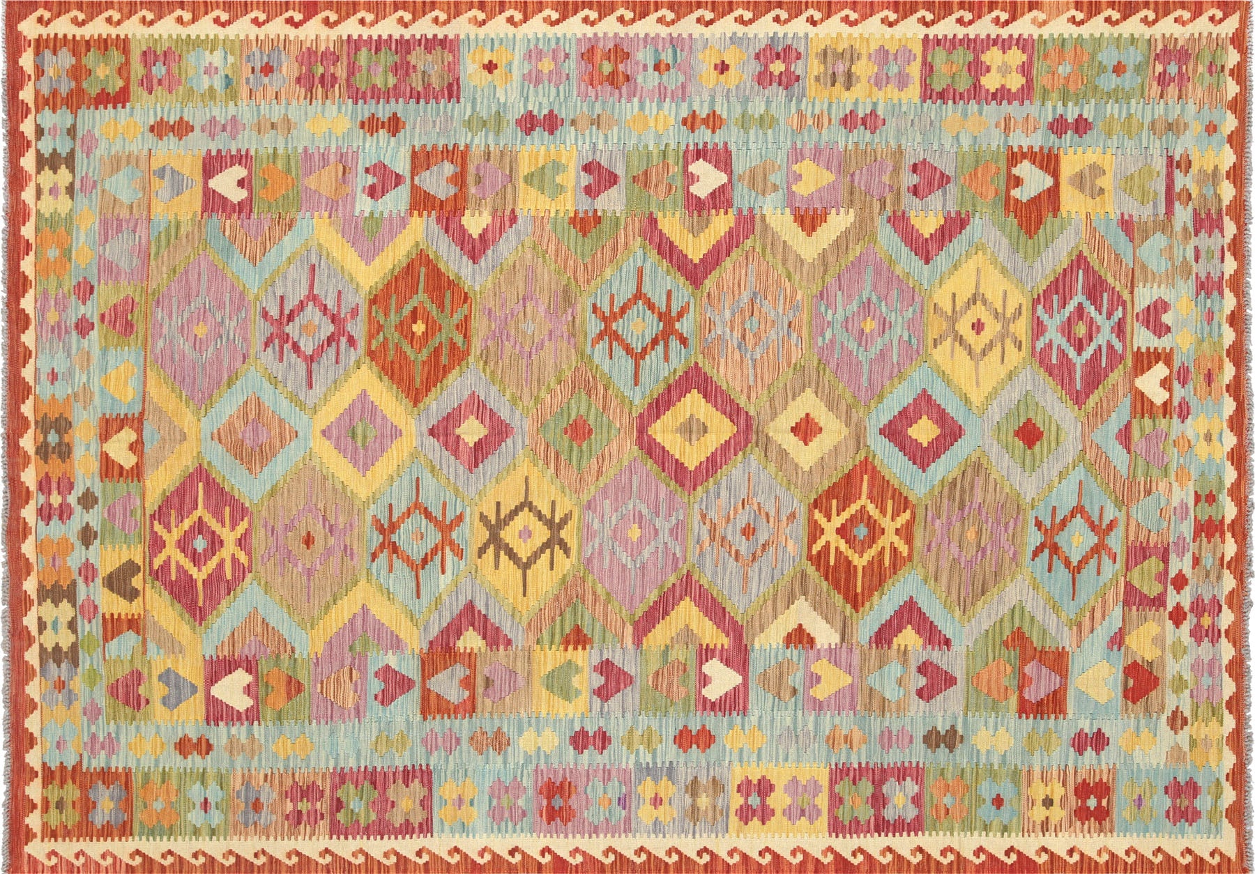 Vintage Afghan Maimana Kilim - 6'8