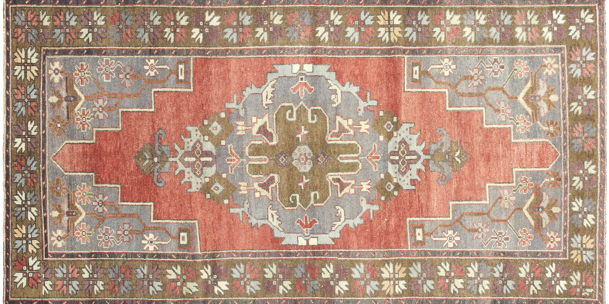 85.5×152 \"孔雀の行進\" ViNTAGE TURKiSHRUG 85.5×152 