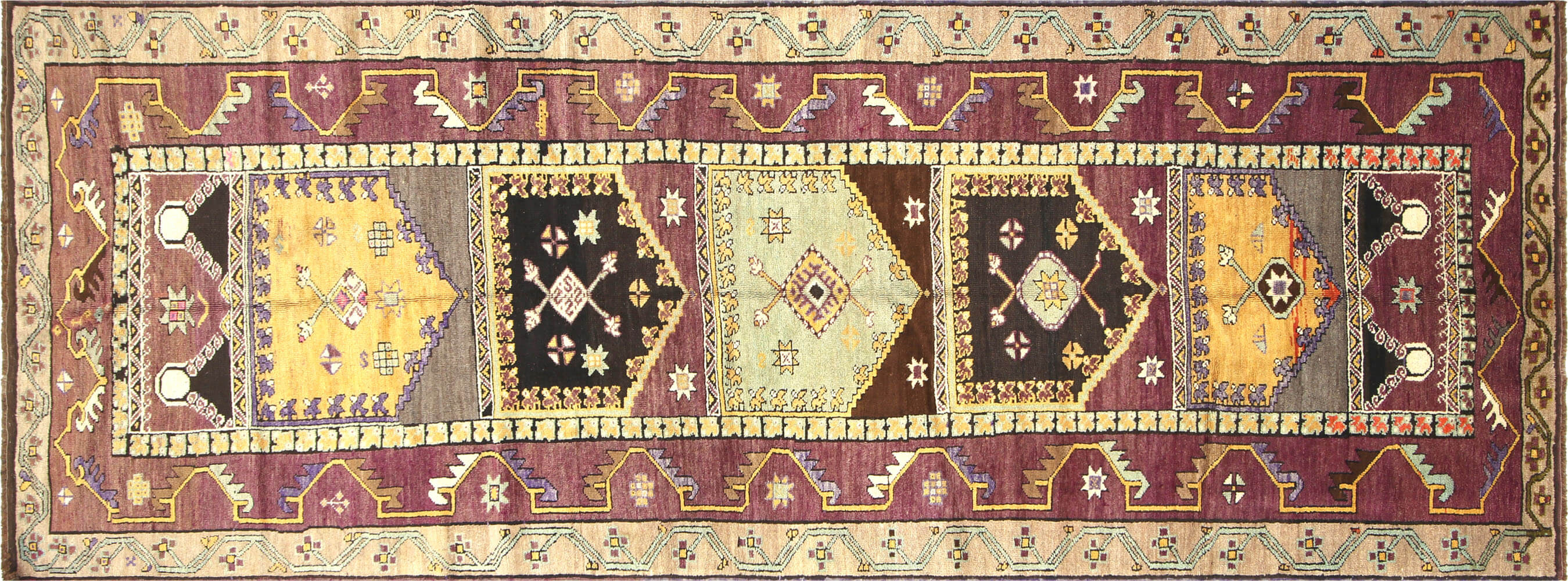 Vintage Turkish Oushak Carpet - 4'6" x 12'