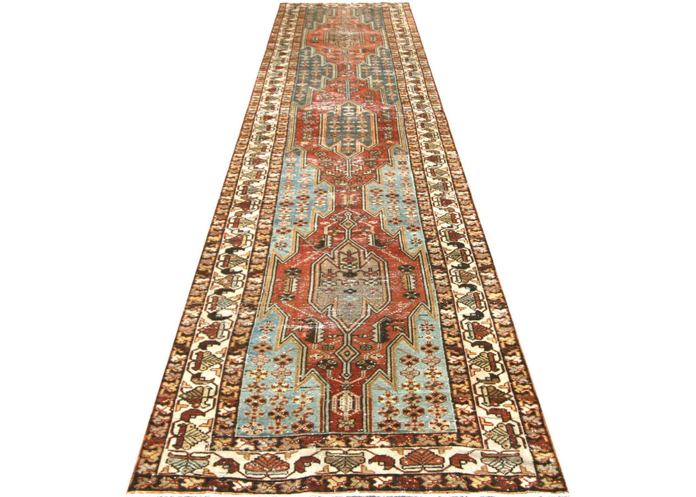 Semi Antique Persian Melayer Runner - 3'2" x 13'7"