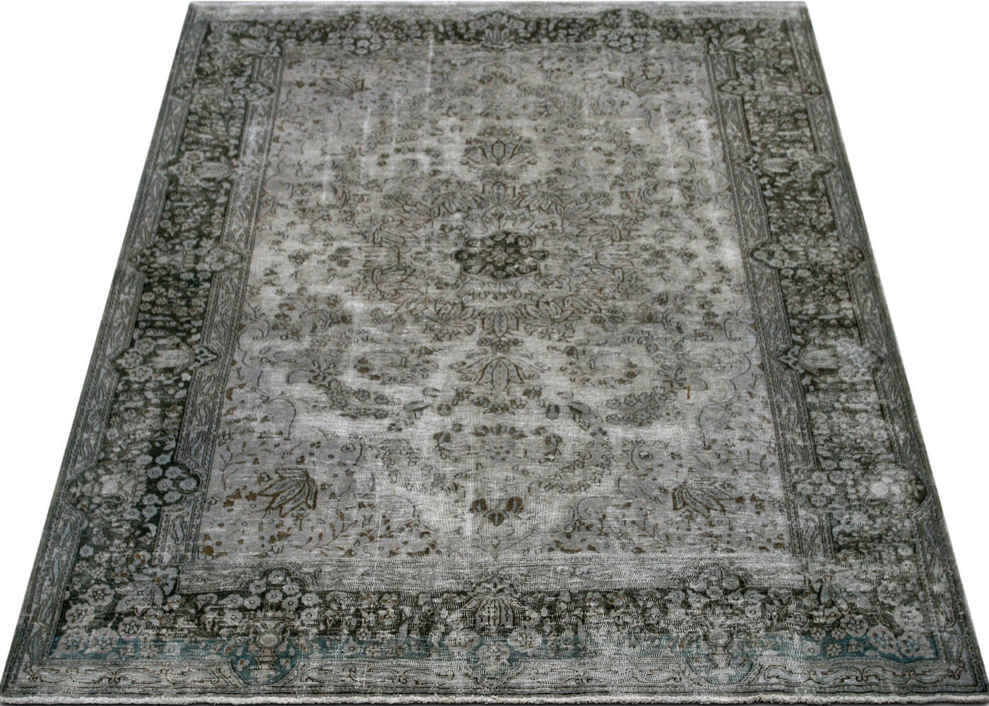 Vintage Persian Kerman Overdyed Rug - 6'9" x 8'9"