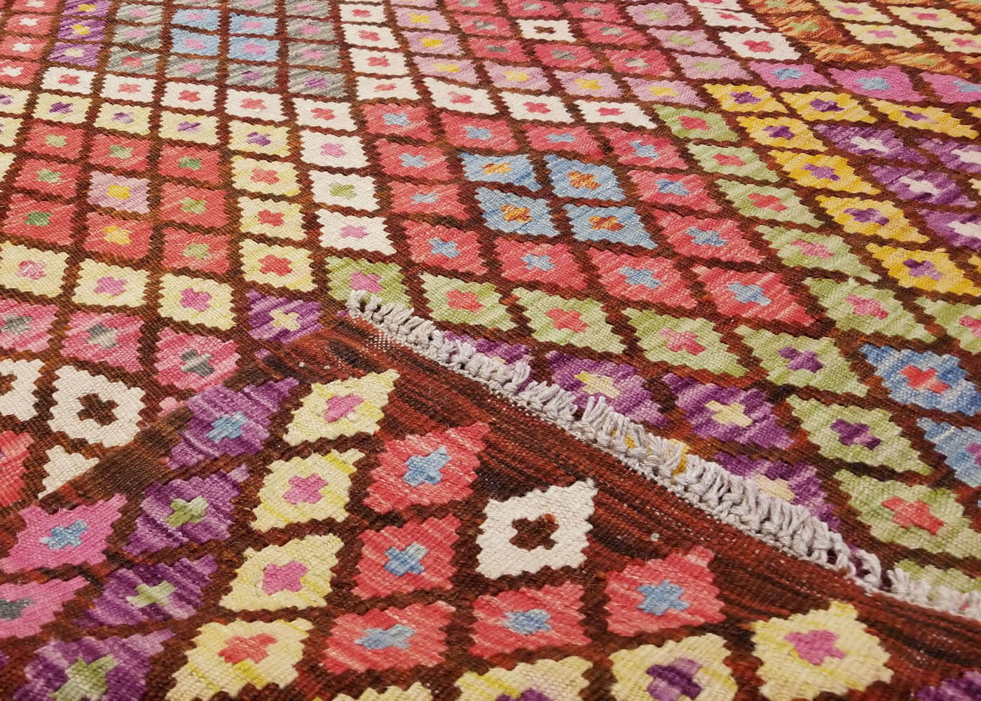 Vintage Afghan Maimana Kilim - 6'2" x 7'8"