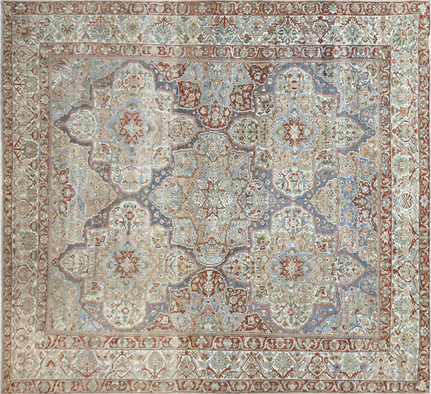 Semi Antique Persian Baktiari Carpet - 13'10" x 14'8"