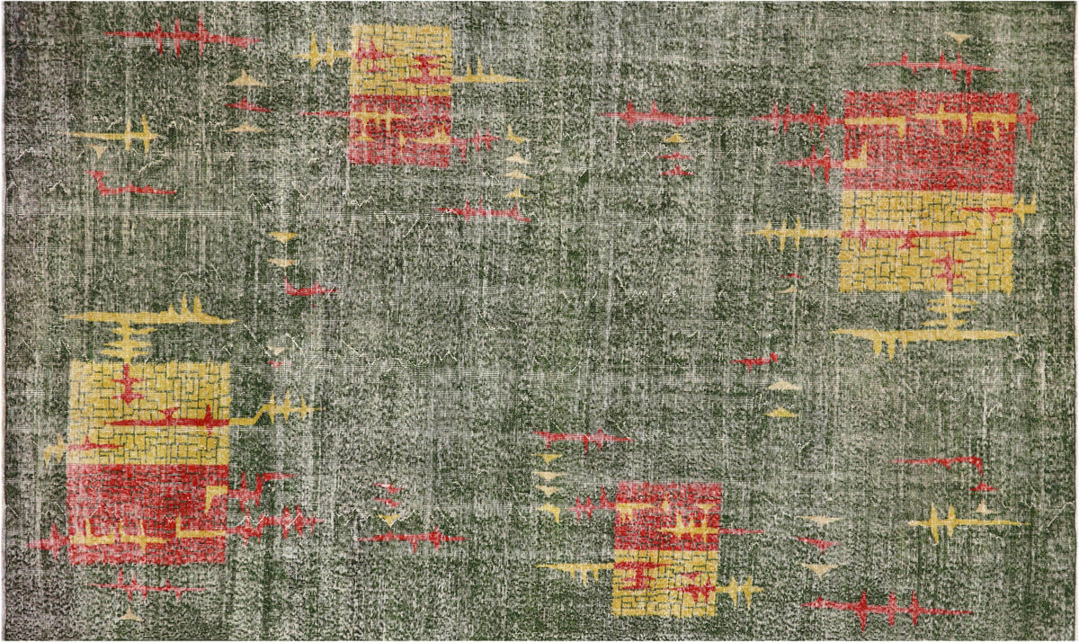 Vintage Turkish Mid-Century-Modern Rug - 6'6
