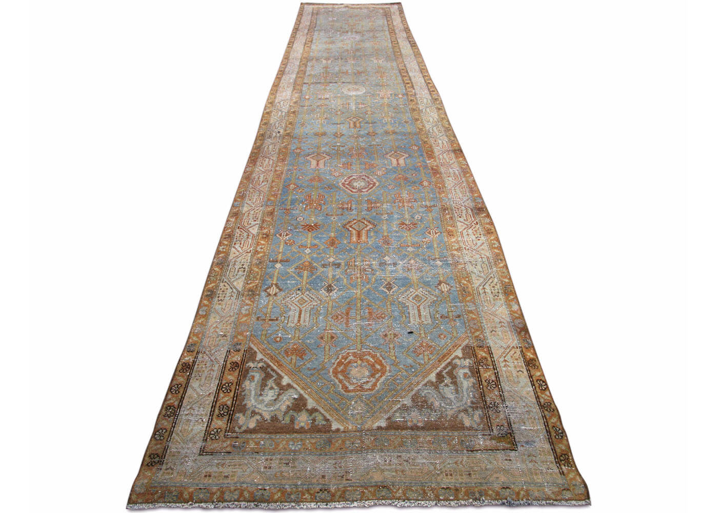 Semi Antique Persian Melayer Runner - 3'6" x 16'10"