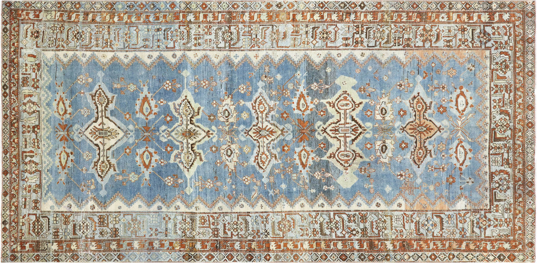 Semi Antique Persian Melayer Carpet - 6'11" x 13'11"