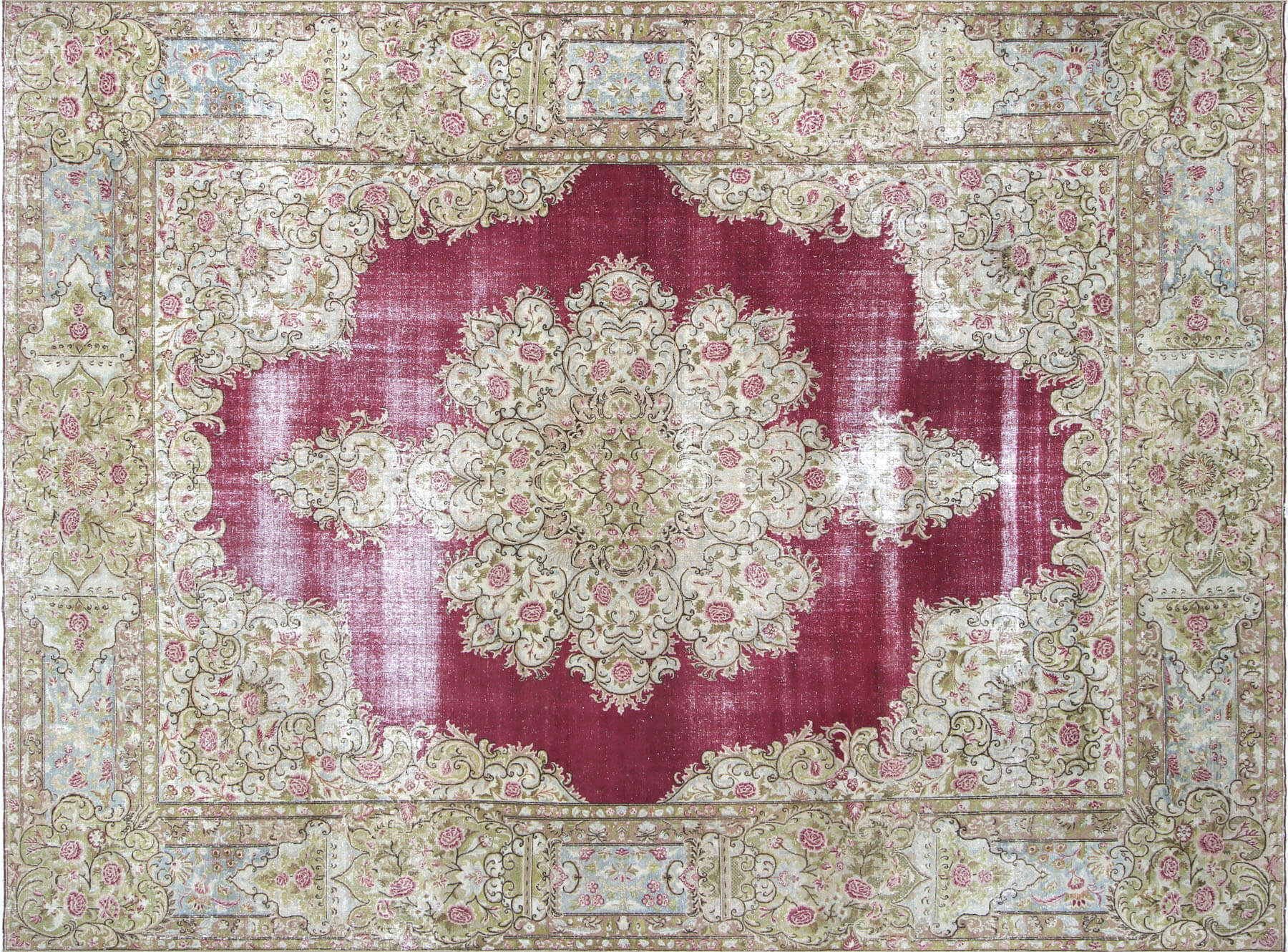 Semi Antique Persian Kerman Carpet - 9'8" x 13'3"