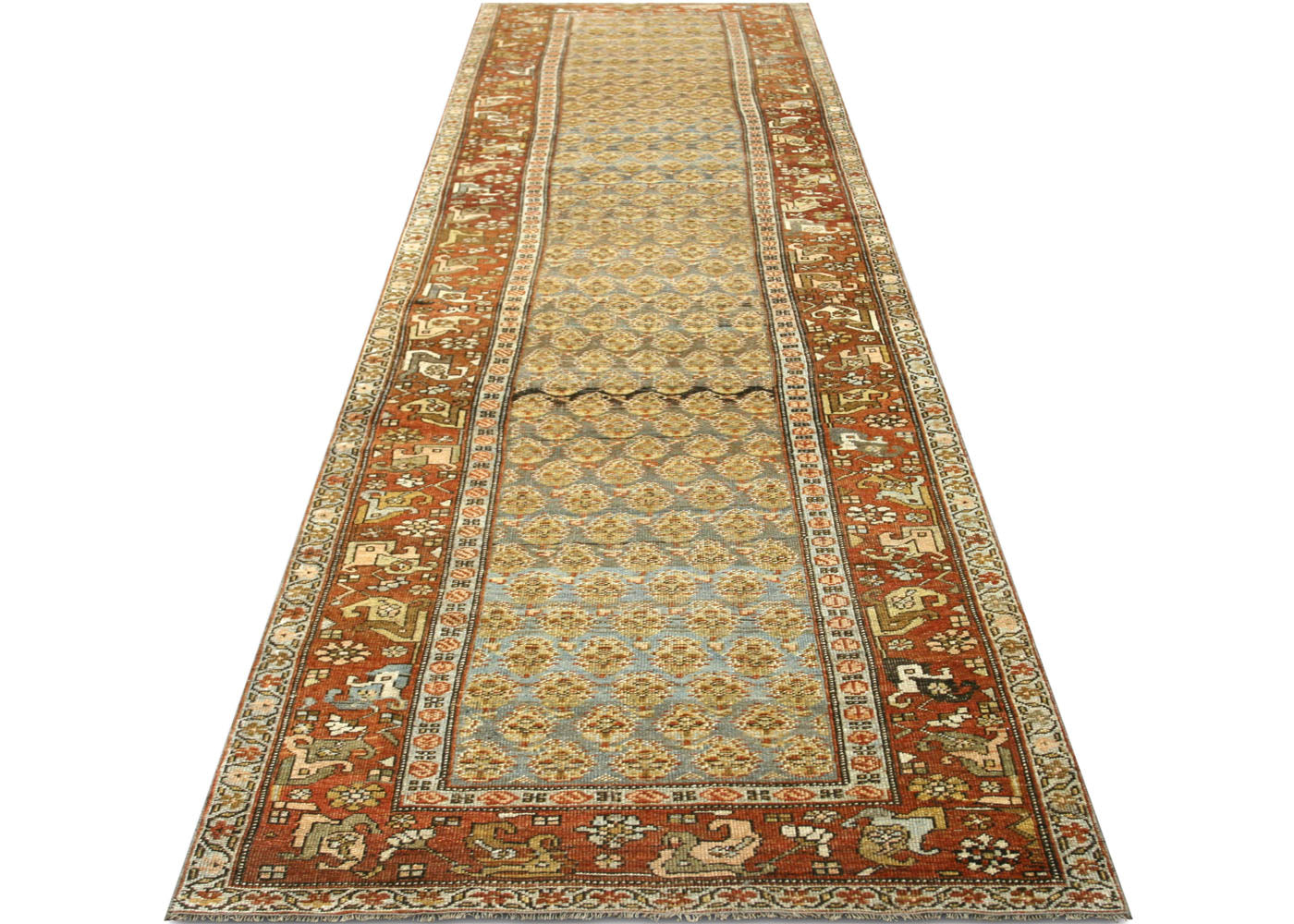 Vintage Persian Bidjar Runner - 3'5" x 14'6"