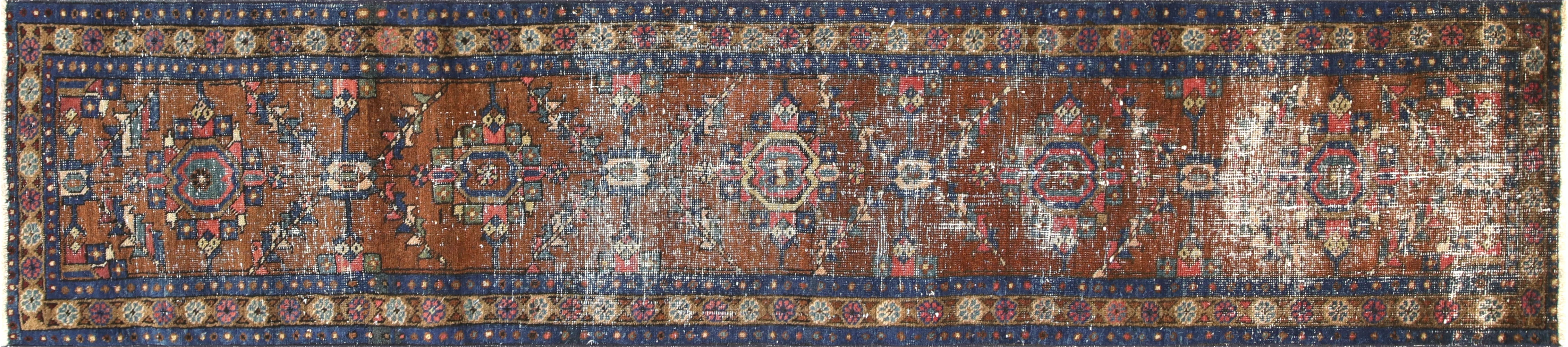 Antique Persian Heriz Runner - 2' x 9