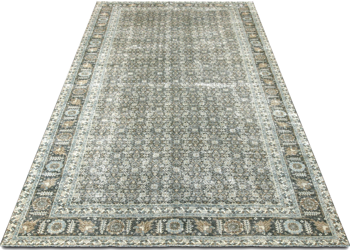 Semi Antique Persian Tabriz Rug - 6'11" x 13'4"