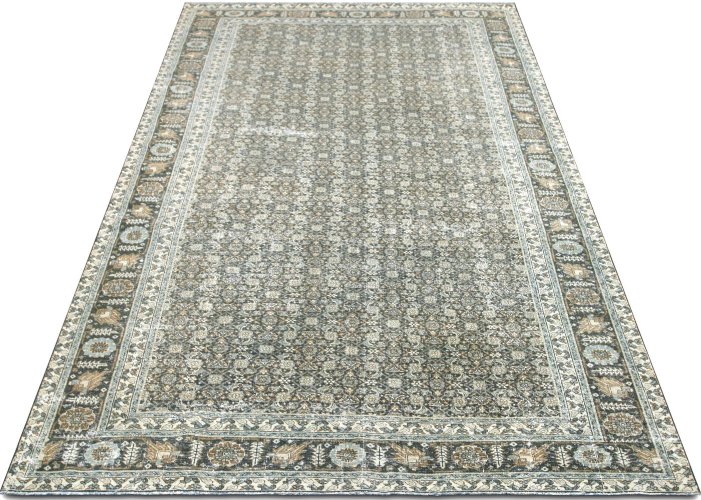 Semi Antique Persian Tabriz Rug - 6'11" x 13'4"