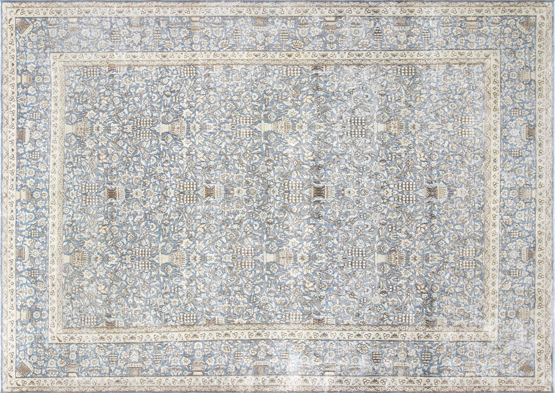 Vintage Persian Kerman Rug in Blue tones and an All Over pattern. Measuring 8 feet 7 inches x 12 feet 1 inches – SKU 220112