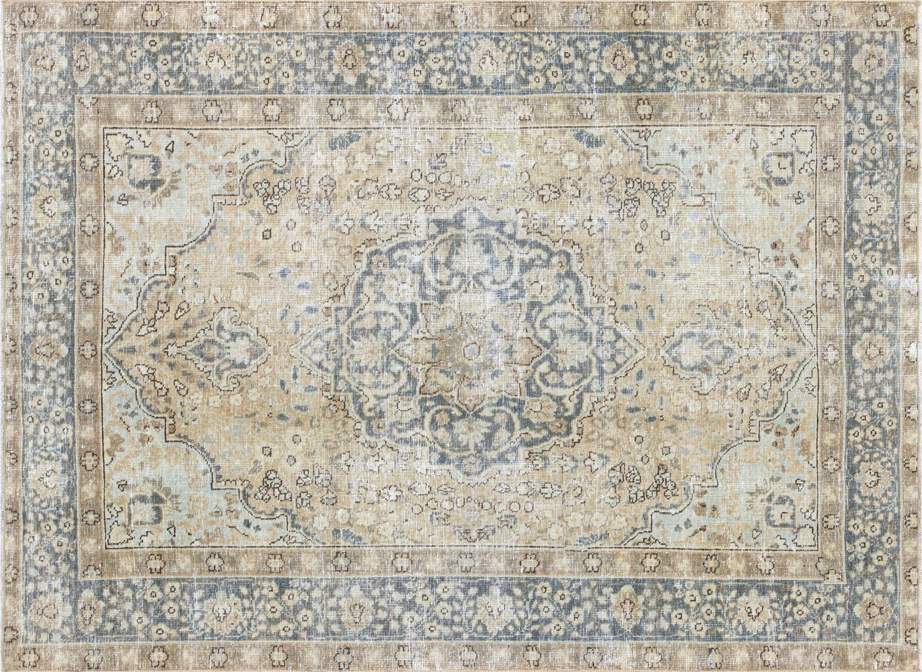 Semi Antique Persian Tabriz Rug - 4'3" x 5'10"
