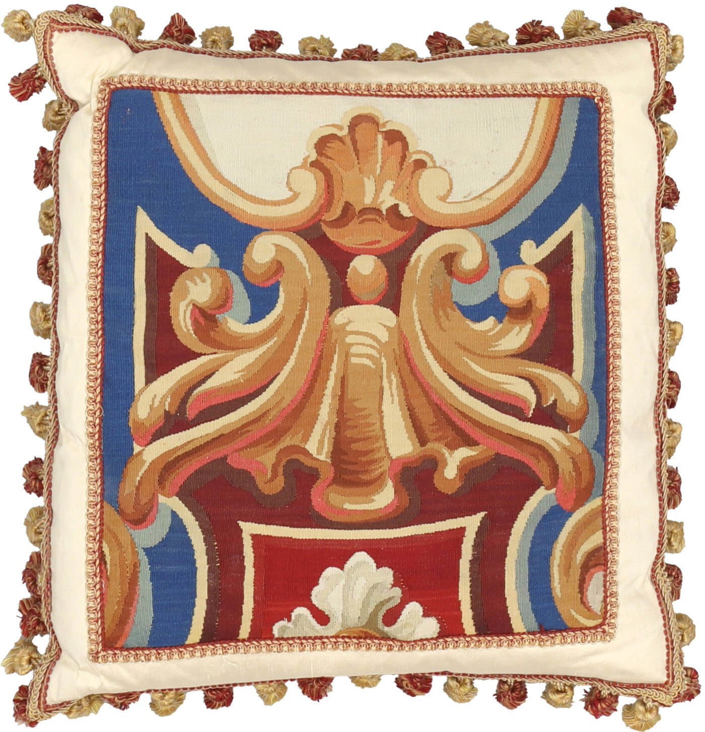 Antique French Aubusson Pillow - 18" x 18"