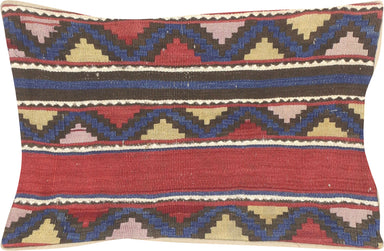 Antique Caucasian Soumak Pillow - 12" x 24"