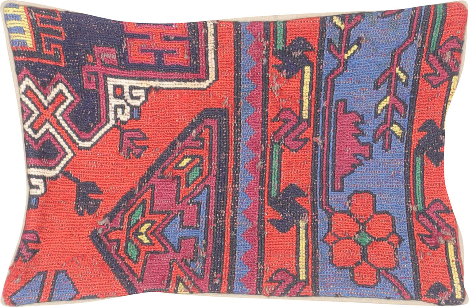 Semi Antique Caucasian Soumak Pillow - 12" x 24"