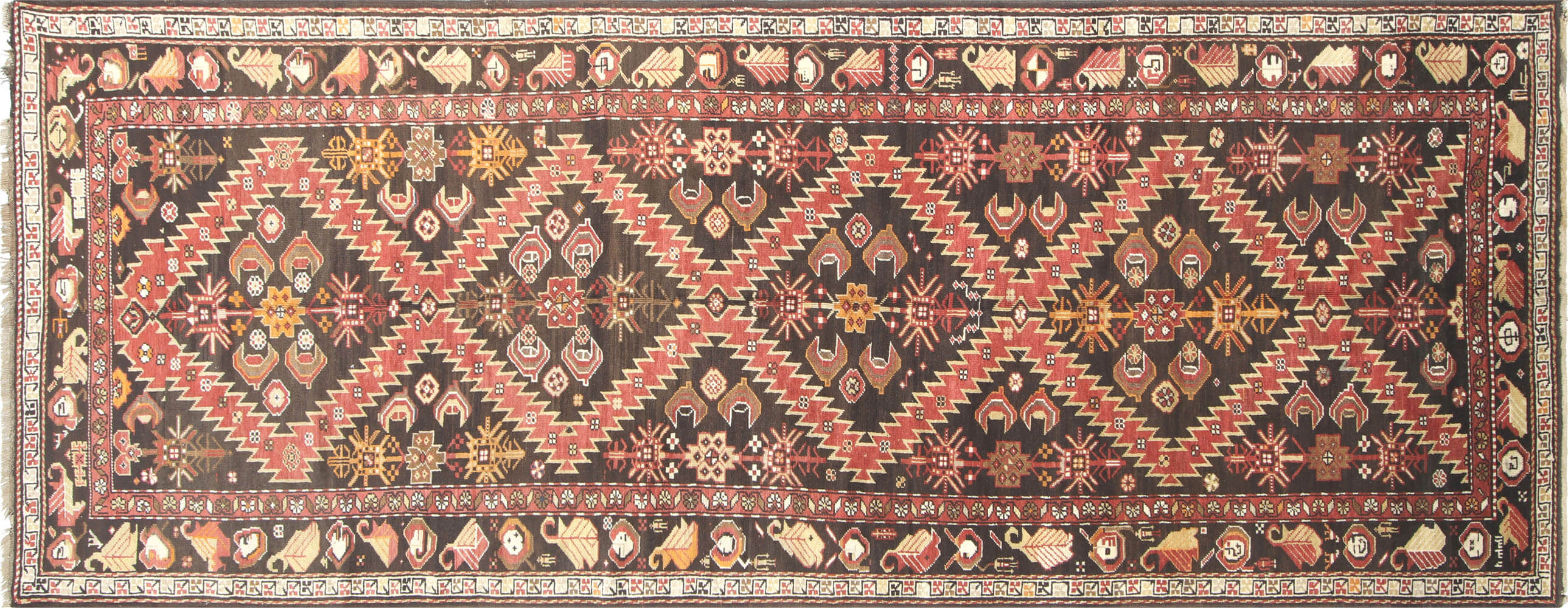 Antique Caucasian Karabagh Carpet - 5'7" x 14'3"