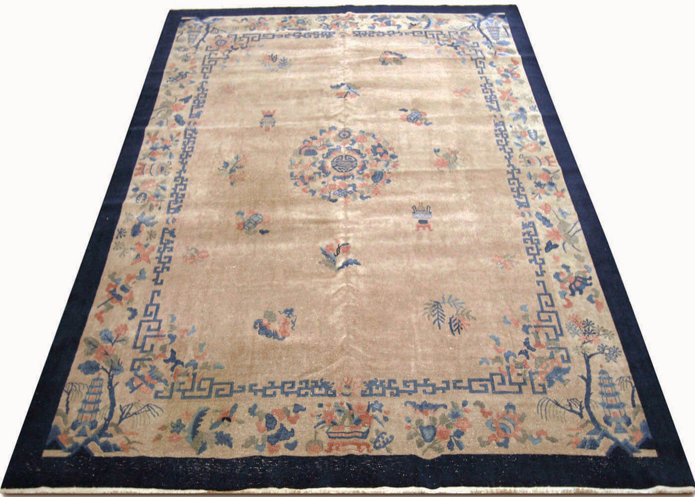 Semi Antique Chinese Art Deco Rug - 8'11" x 11'9"