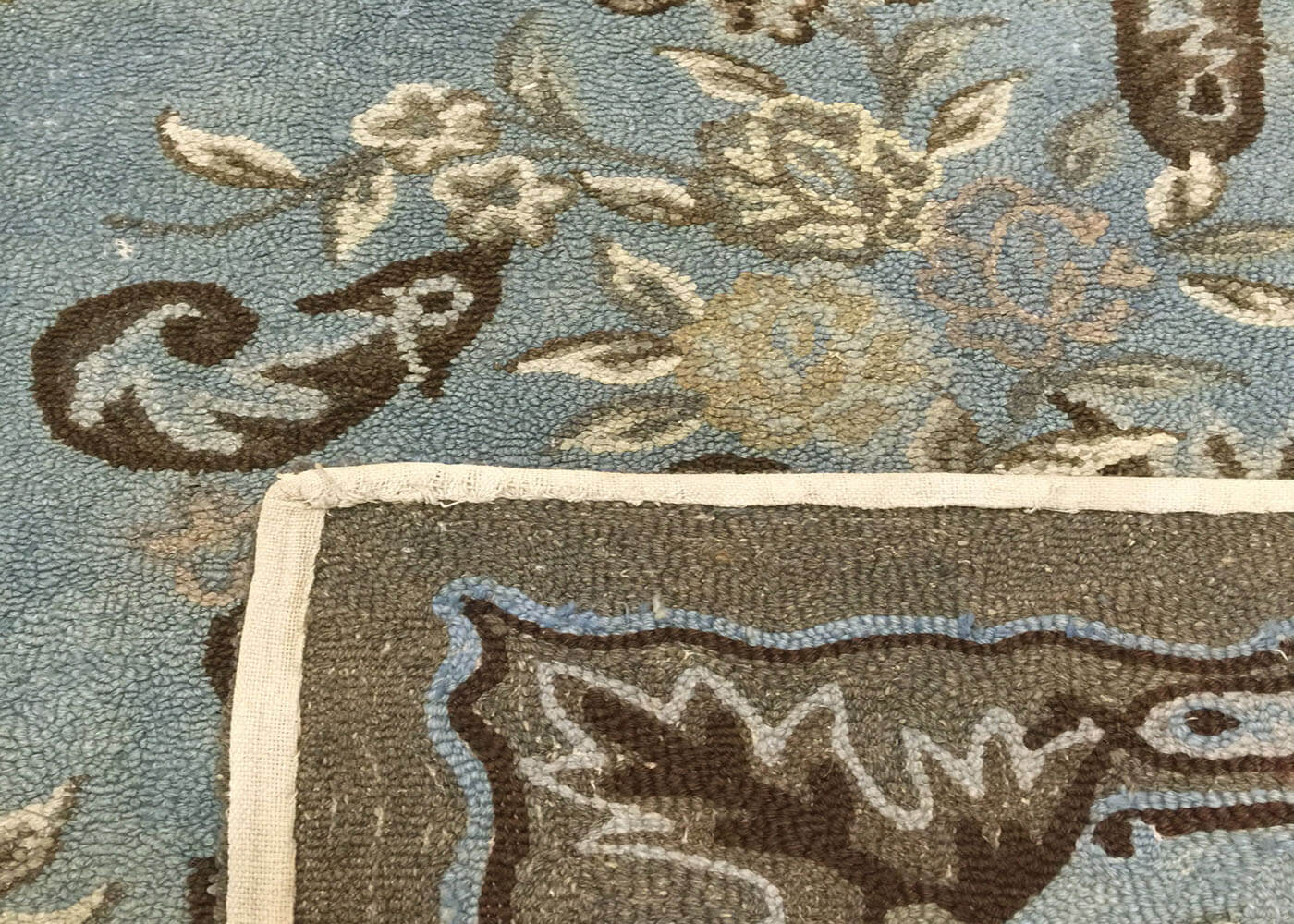 Semi Antique OverDyed Hook Rug - 8'5" x 11'9"