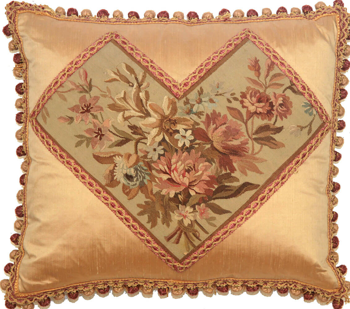 Antique French Aubusson Pillow - 20" x 24"